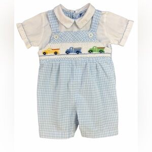 CARRIAGE BOUTIQUES Baby Boy Smocked Truck Shortall- 6M